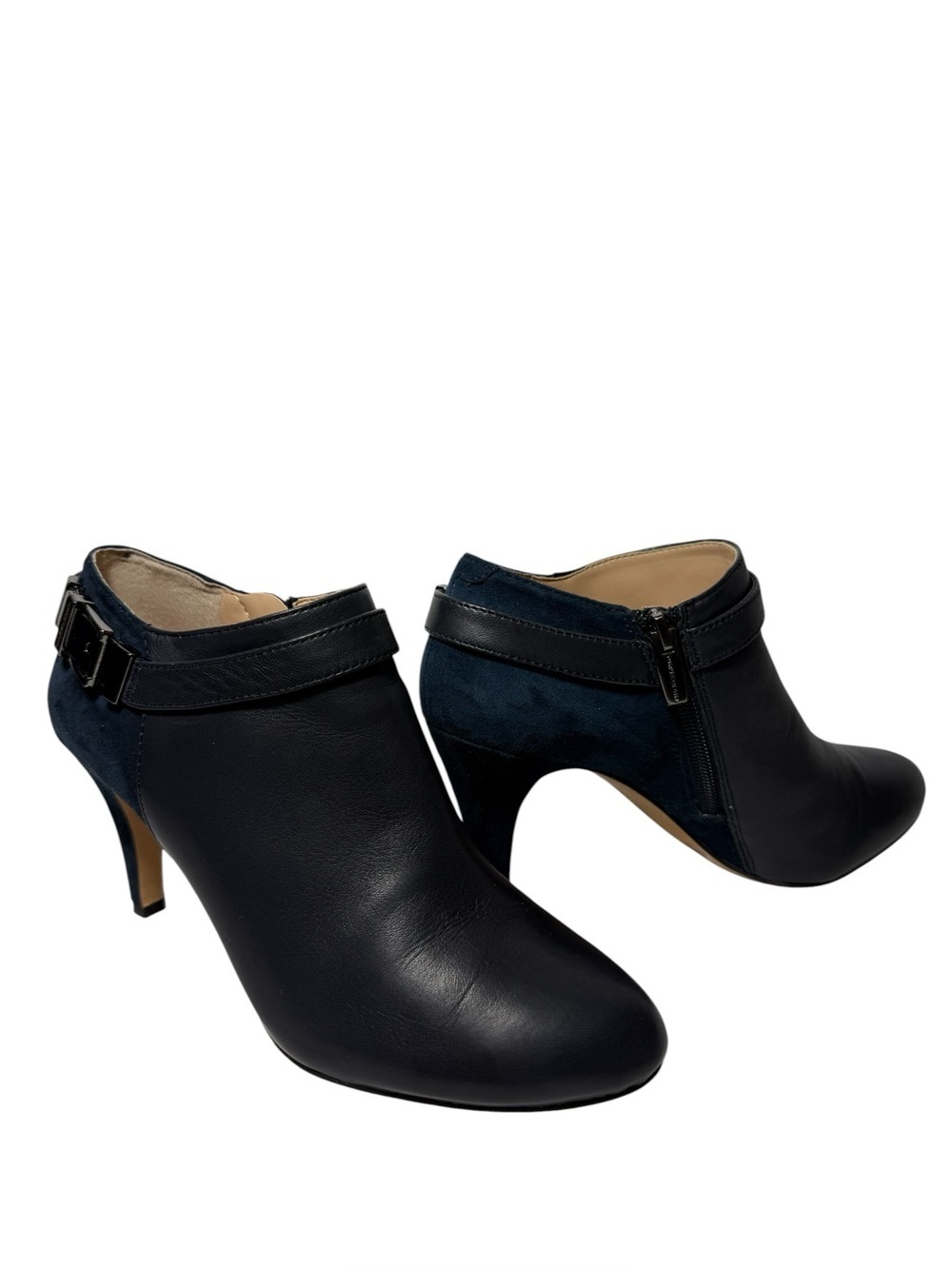 Vince Camuto Navy Leather & Suede Ankle Booties